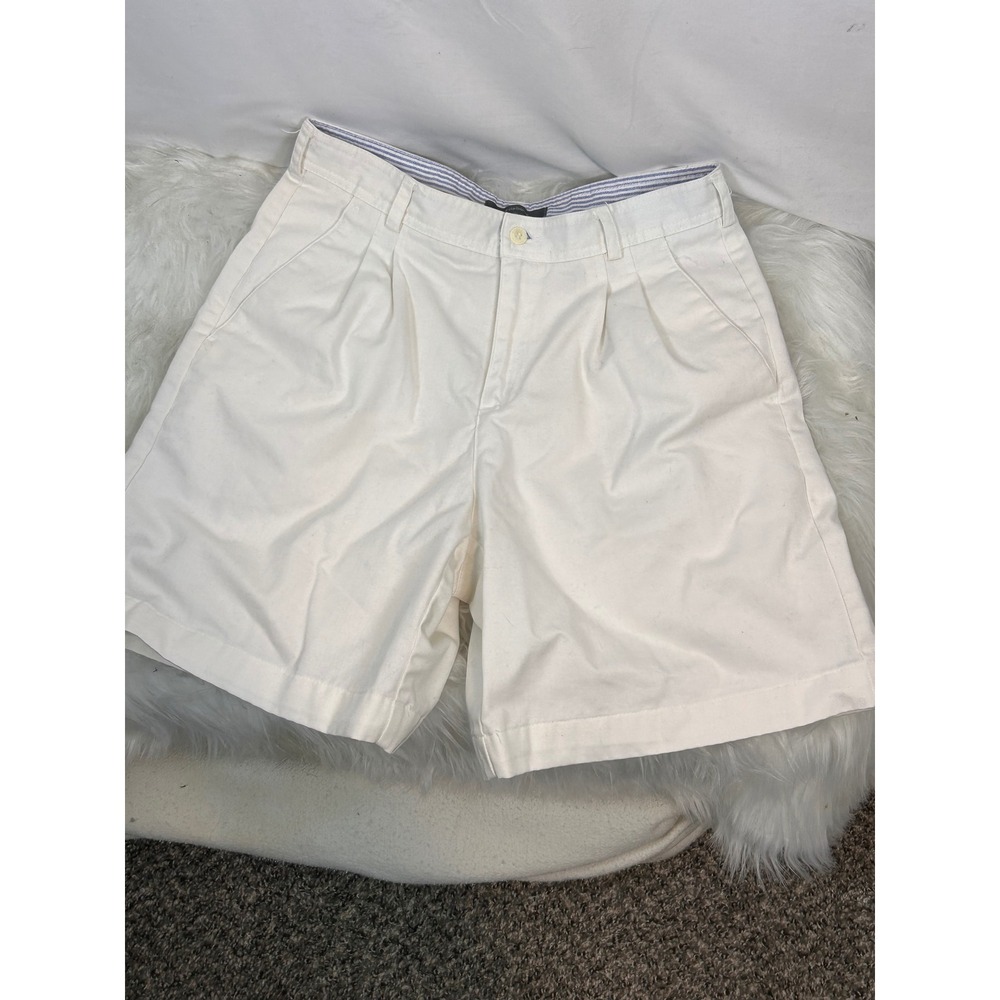 Liz Claiborne Pleated Shorts Women 10 White Cotton High Waisted Twill